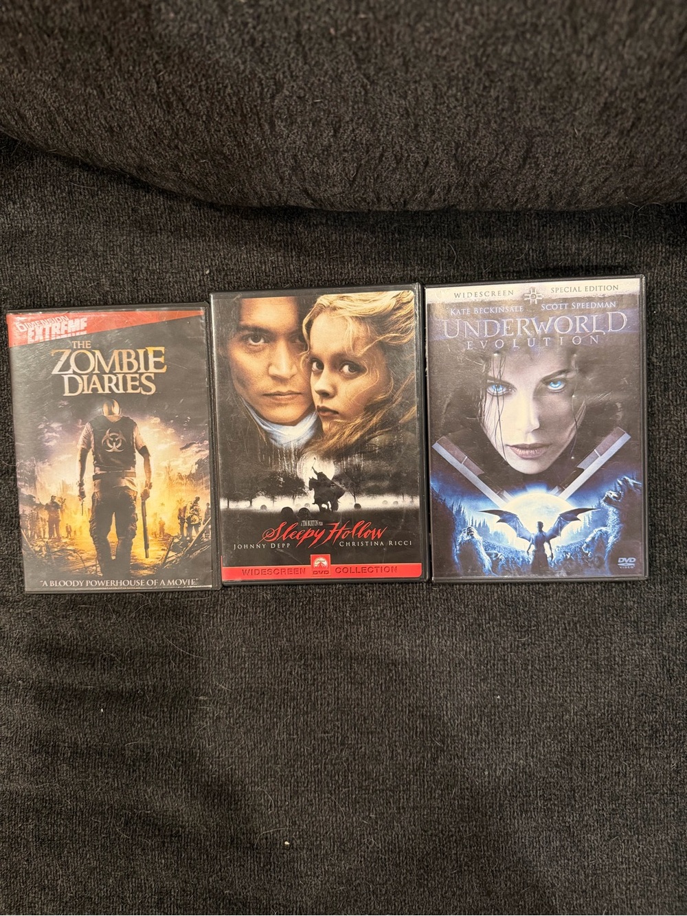 The Zombie Diaries / Sleepy Hollow / Underworld Evolution DVD Bundle - Black